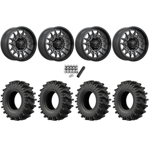 EFX MotoSlayer 32x9.5-18 Tires on MSA M55 Commander Matte Gunmetal Wheels