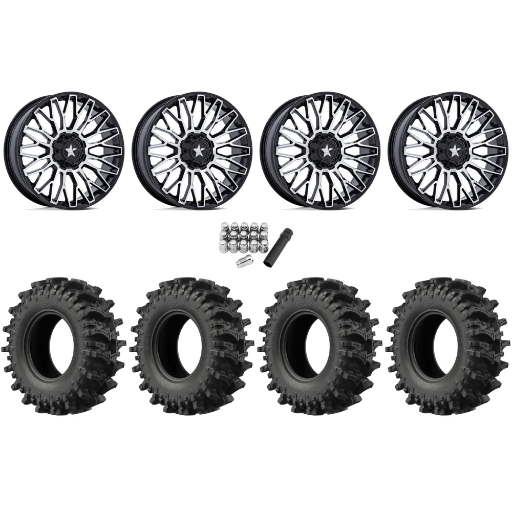 EFX MotoSlayer 33x9.5-20 Tires on MSA M50 Clubber Machined Wheels, complete kit