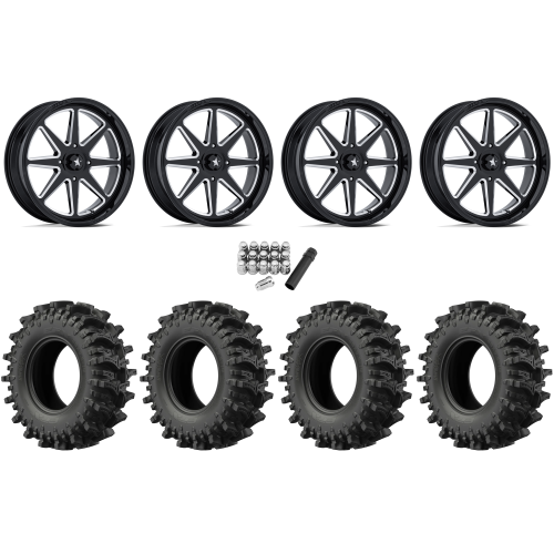 EFX MotoSlayer 33x9.5-20 Tires on MSA M54 Spark Gloss Black Milled Wheels