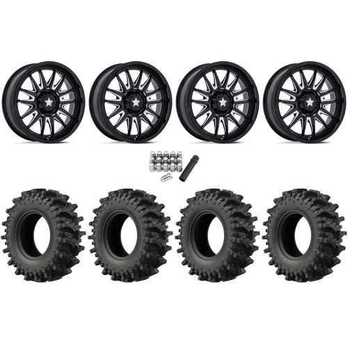 EFX MotoSlayer 33x9.5-20 Tires on MSA M55 Commander Gloss Black Milled Wheels