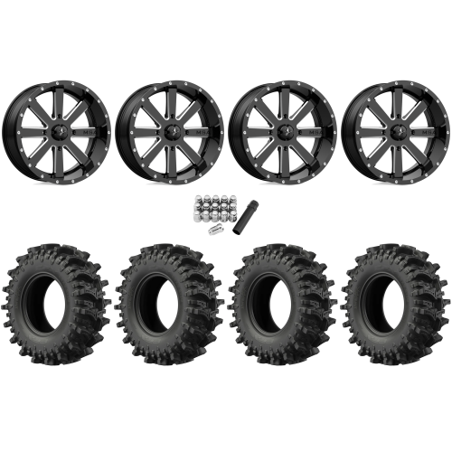 EFX MotoSlayer 45x10.5-24 Tires on MSA M34 Flash Gloss Black Milled Wheels