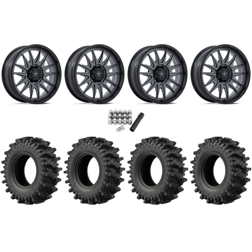 EFX MotoSlayer 50x10.5-24 Tires on MSA M55 Commander Matte Gunmetal Wheels