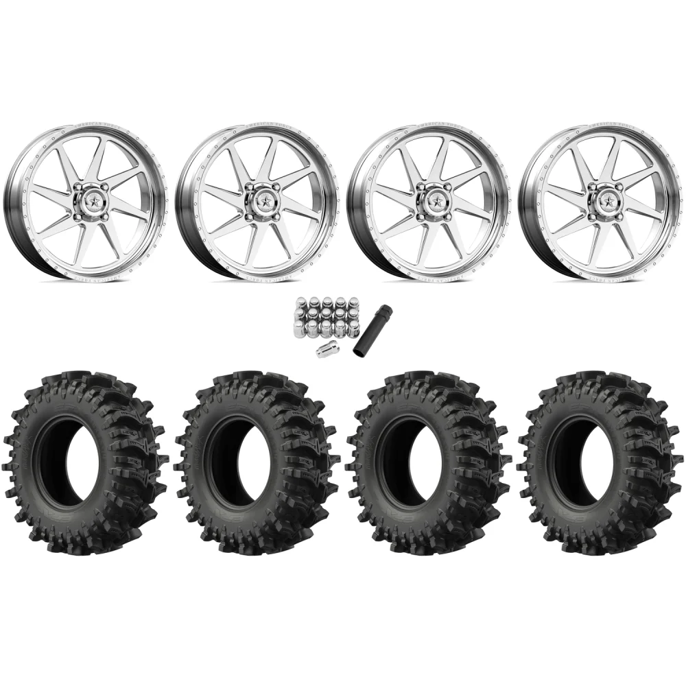 EFX MotoSlayer 45x10.5-24 Tires on American Force K04 Camino Polished Forged Wheels, complete kit
