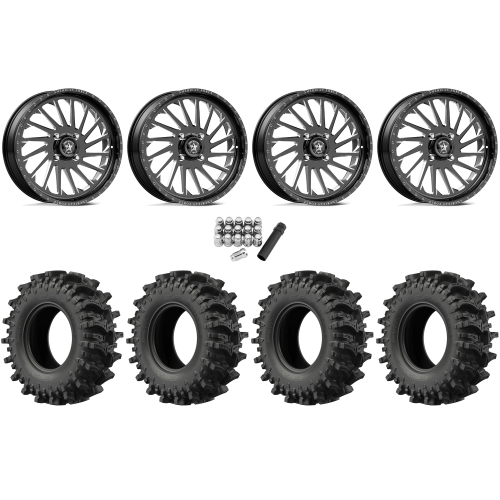 EFX MotoSlayer 50x10.5-24 Tires on American Force K12 Shredder Black Forged Wheels