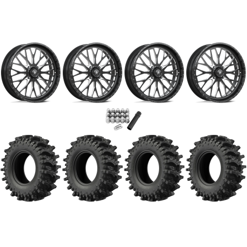 EFX MotoSlayer 50x10.5-24 Tires on American Force K13 Invader Black Forged Wheels