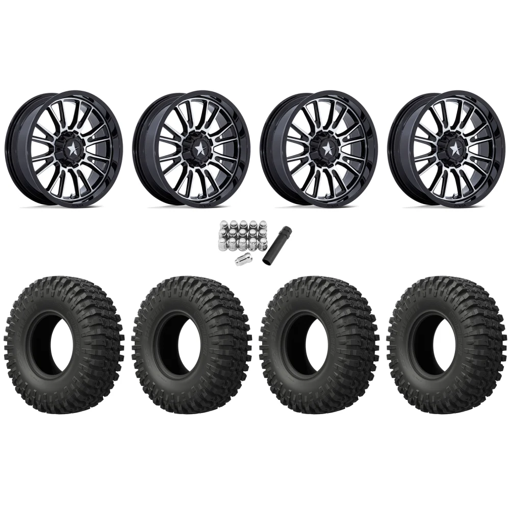 EFX MotoCrusher 37x10-15 Tires on MSA M51 Thunderlips Machined Wheels, complete kit