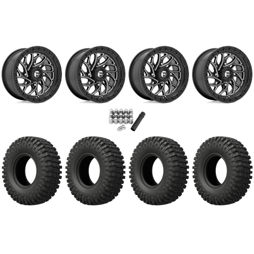 EFX MotoCrusher 37x10-15 Tires on Fuel Runner Gloss Black Milled Wheels