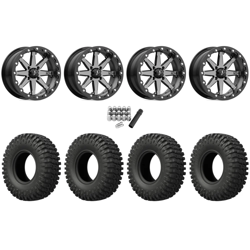 EFX MotoCrusher 37x10-15 Tires on MSA M21 Lok Gunmetal Beadlock Wheels, complete kit