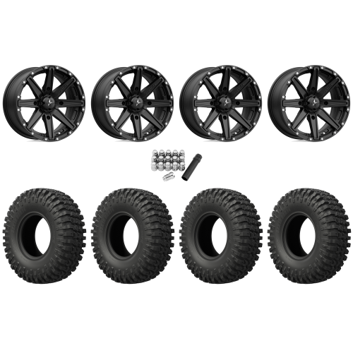 EFX MotoCrusher 37x10-15 Tires on MSA M33 Clutch Satin Black Wheels