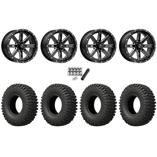EFX MotoCrusher 37x10-15 Tires on MSA M41 Boxer Gloss Black Milled Wheels