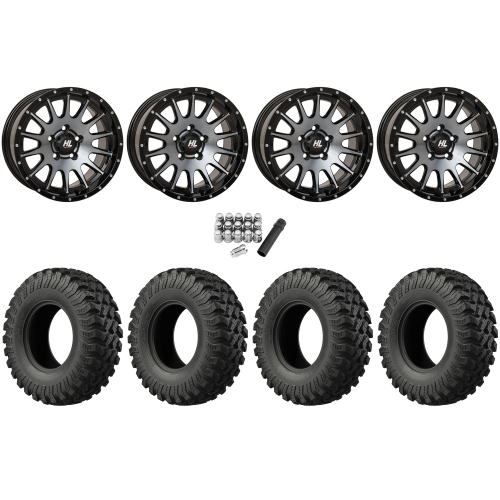 EFX MotoRally 32x10-15 Tires on High Lifter HL25 Dark Tint Grey Wheels