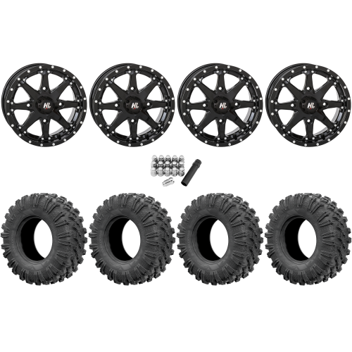 EFX MotoRavage 30x10-15 (8ply) Radial Tires on High Lifter HL10 Gloss Black Wheels