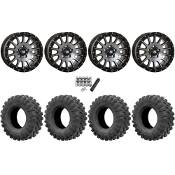 EFX MotoRavage 30x10-15 (8ply) Radial Tires on High Lifter HL25 Dark Tint Grey Wheels