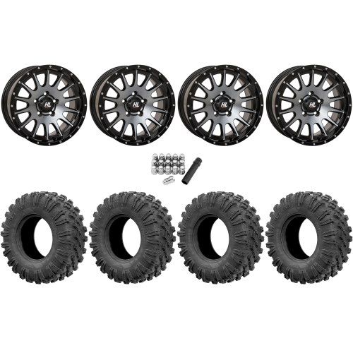 EFX MotoRavage 30x10-15 (8ply) Radial Tires on High Lifter HL25 Dark Tint Grey Wheels