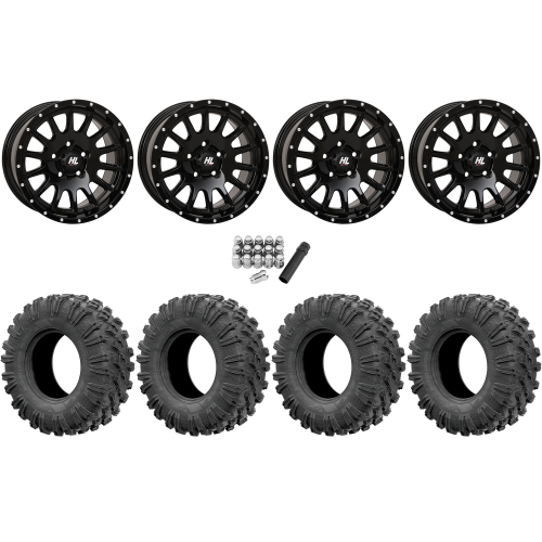 EFX MotoRavage 30x10-15 (8ply) Radial Tires on High Lifter HL25 Gloss Black Wheels