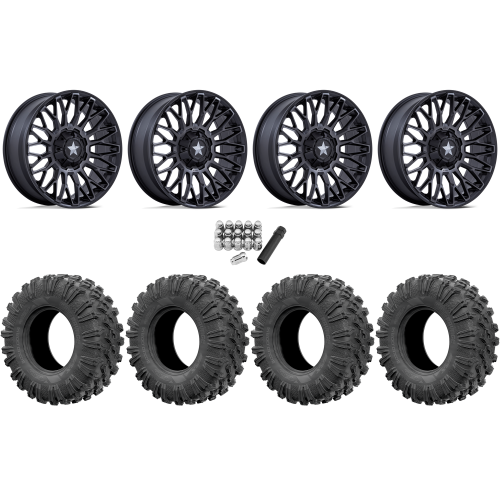 EFX MotoRavage 30x10-15 (8ply) Radial Tires on MSA M50 Clubber Matte Black DDT Wheels