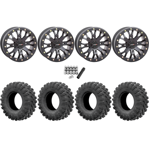 EFX MotoRavage 30x10-15 (8ply) Radial Tires on System 3 Offroad SB-4 Matte Black Beadlock Wheels