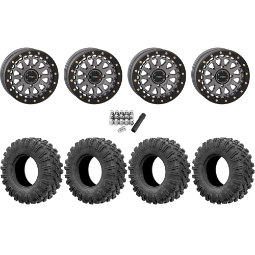 EFX MotoRavage 32x10-15 (8ply) Radial Tires on System 3 Offroad SB-6 Gunmetal Grey Beadlock Wheels