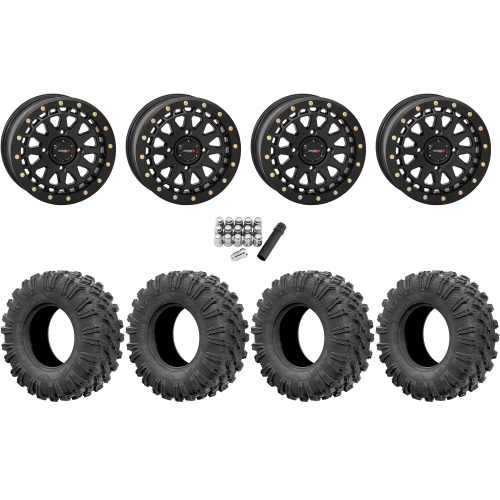 EFX MotoRavage 30x10-15 (8ply) Radial Tires on System 3 Offroad SB-6 Matte Black Beadlock Wheels