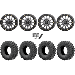 EFX MotoRavage 32x10-15 (8ply) Radial Tires on Frontline 223 Gunmetal Grey Beadlock Wheels