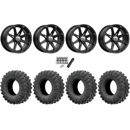 EFX MotoRavage 32x10-15 (8ply) Radial Tires on MSA M12 Diesel Gloss Black Wheels
