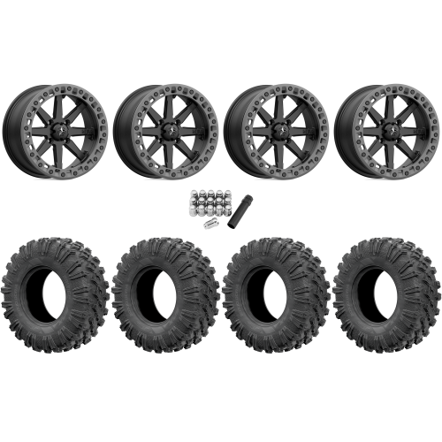 EFX MotoRavage 32x10-15 (8ply) Radial Tires on MSA M31 Lok2 Satin Black Beadlock Wheels