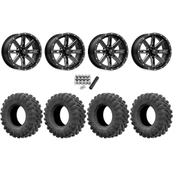 EFX MotoRavage 32x10-15 (8ply) Radial Tires on MSA M41 Boxer Gloss Black Milled Wheels