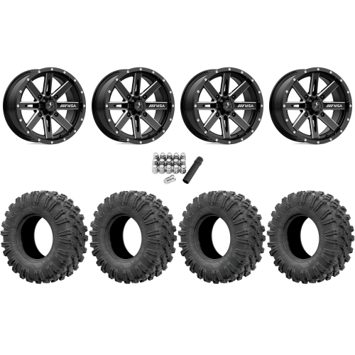 EFX MotoRavage 32x10-15 (8ply) Radial Tires on MSA M41 Boxer Gloss Black Milled Wheels