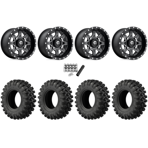EFX MotoRavage XL 32x10-15 (8ply) Radial Tires on Fuel Maverick Matte Black Milled Wheels