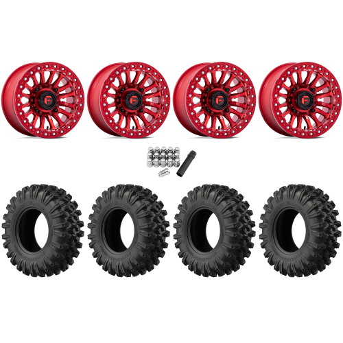 EFX MotoRavage XL 32x10-15 (8ply) Radial Tires on Fuel Rincon Candy Red Beadlock Wheels