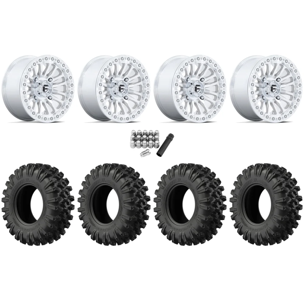 EFX MotoRavage XL 37x10-15 (8ply) Radial Tires on Fuel Rincon Machined Beadlock Wheels, complete kit