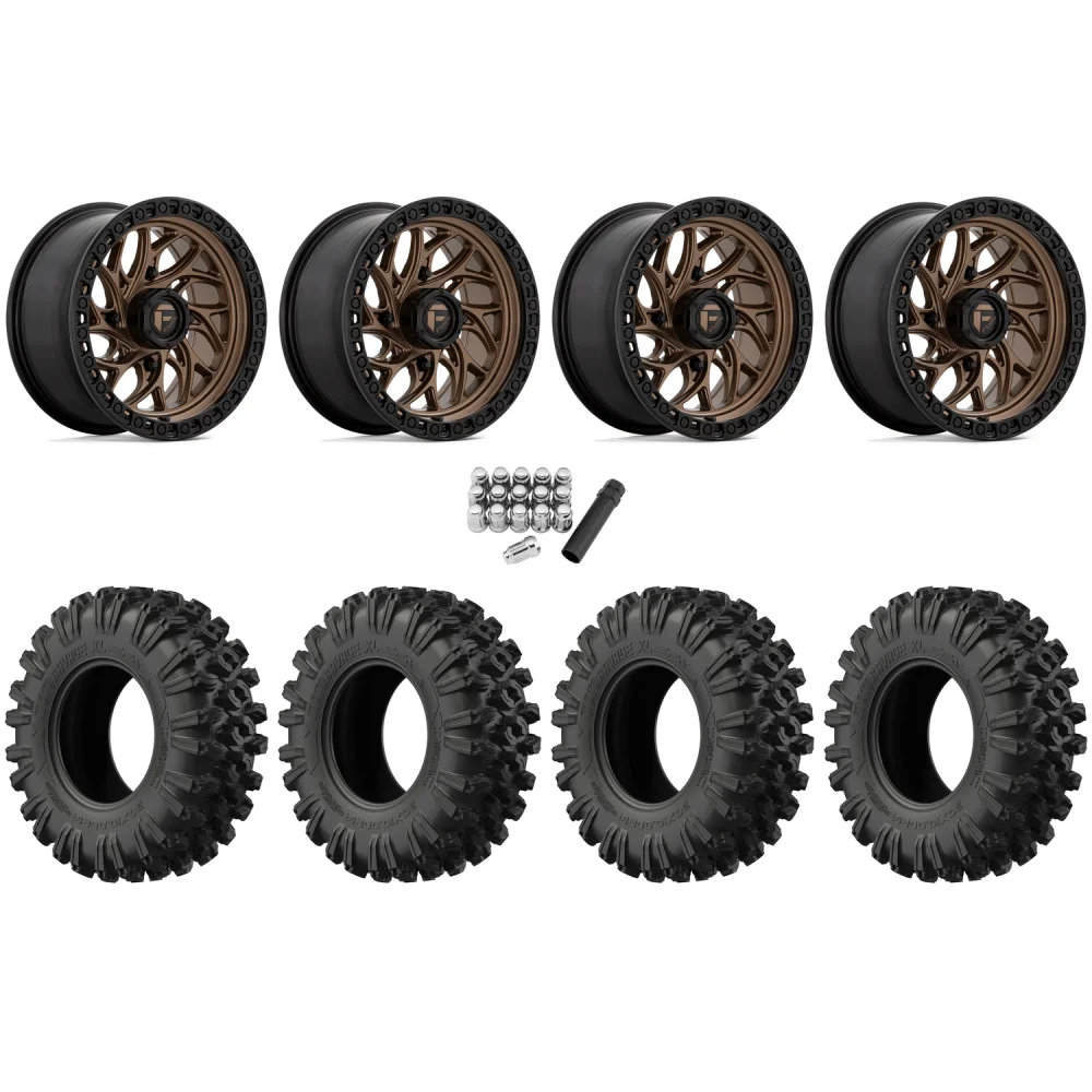 EFX MotoRavage XL 35x10-15 (8ply) Radial Tires on Fuel Runner Matte Bronze Wheels, complete kit
