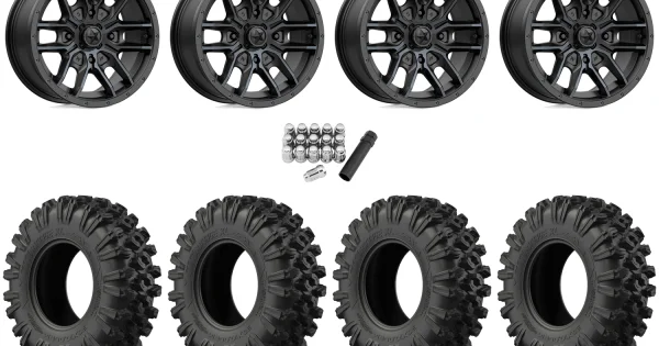 EFX MotoRavage XL 32x10-15 (8ply) Radial Tires on MSA M43 Fang Titanium ...