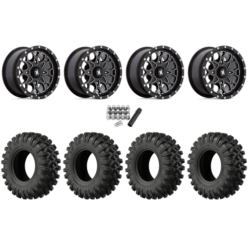 EFX MotoRavage XL 32x10-15 (8ply) Radial Tires on MSA M45 Portal Gloss Black Milled Wheels
