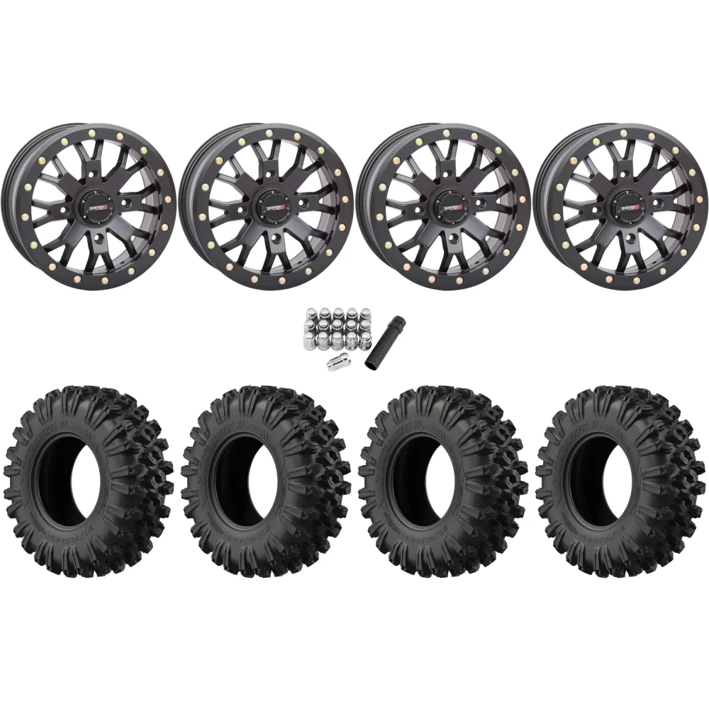 EFX MotoRavage XL 35x10-15 (8ply) Radial Tires on System 3 Offroad ST-3 Matte Black Wheels, complete kit