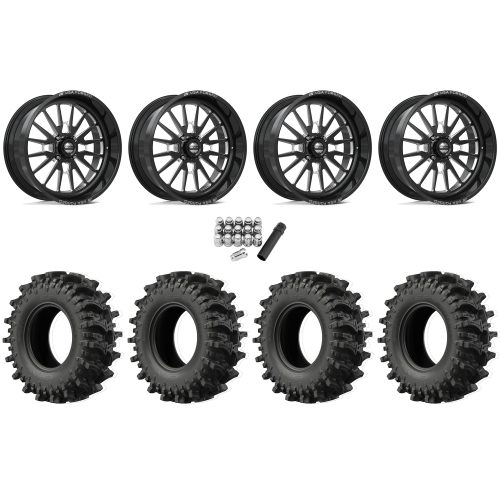 EFX MotoSlayer 37x10.5-24 Tires on MSA Breakout Gloss Black Milled (24x10) Forged Wheels