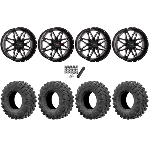 EFX Motoravage 35x10-20 Tires on System 3 Offroad ST-7 Gloss Black Milled Wheels
