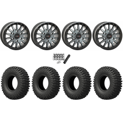 EFX MotoCrusher 32x10-15 Tires on SB-8 Brushed Grey Beadlock Wheels
