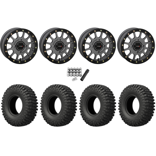 EFX MotoCrusher 37x10-15 Tires on SB-5 Gunmetal Grey Beadlock Wheels