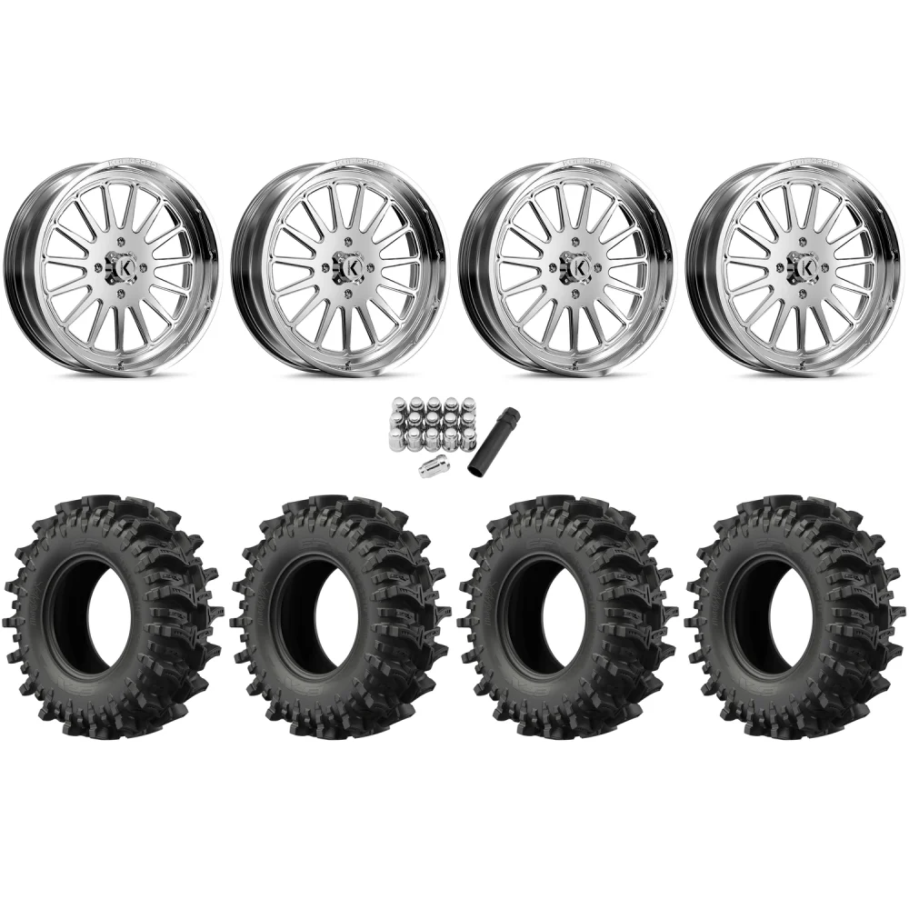 EFX MotoSlayer 50x10.5-24 Tires on KG1 Forged KU016 Rays Polished Wheels, complete kit