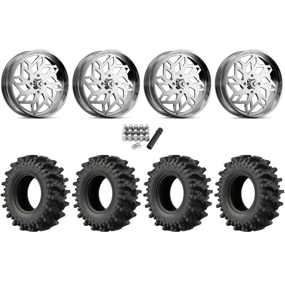 EFX MotoSlayer 45x10.5-24 Tires on KG1 Forged KU021 Kreator Polished Wheels, complete kit