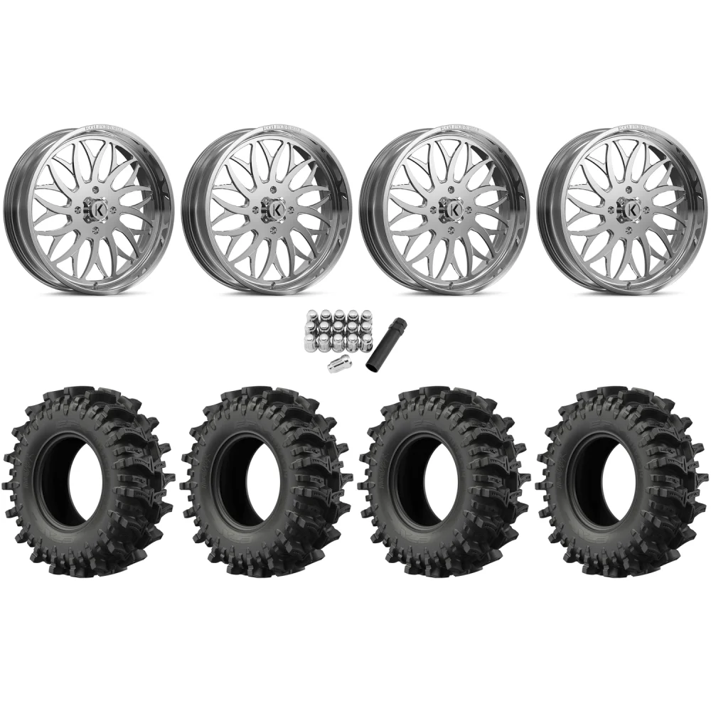 EFX MotoSlayer 45x10.5-24 Tires on KG1 Forged KU022 Galactic Polished Wheels, complete kit