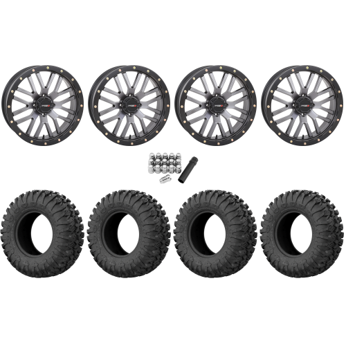 EFX Motoclaw 35x10-20 Tires on System 3 Offroad ST-3 Matte Gunmetal Wheels EFX Motoclaw 35x10-20 Tires on System 3 Offroad ST-3 Matte Gunmetal Wheels