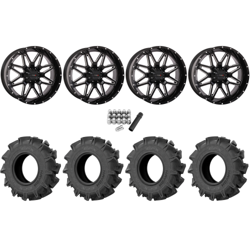 EFX Motohavok 35x8.5-20 Tires on System 3 Offroad ST-7 Gloss Black Milled Wheels