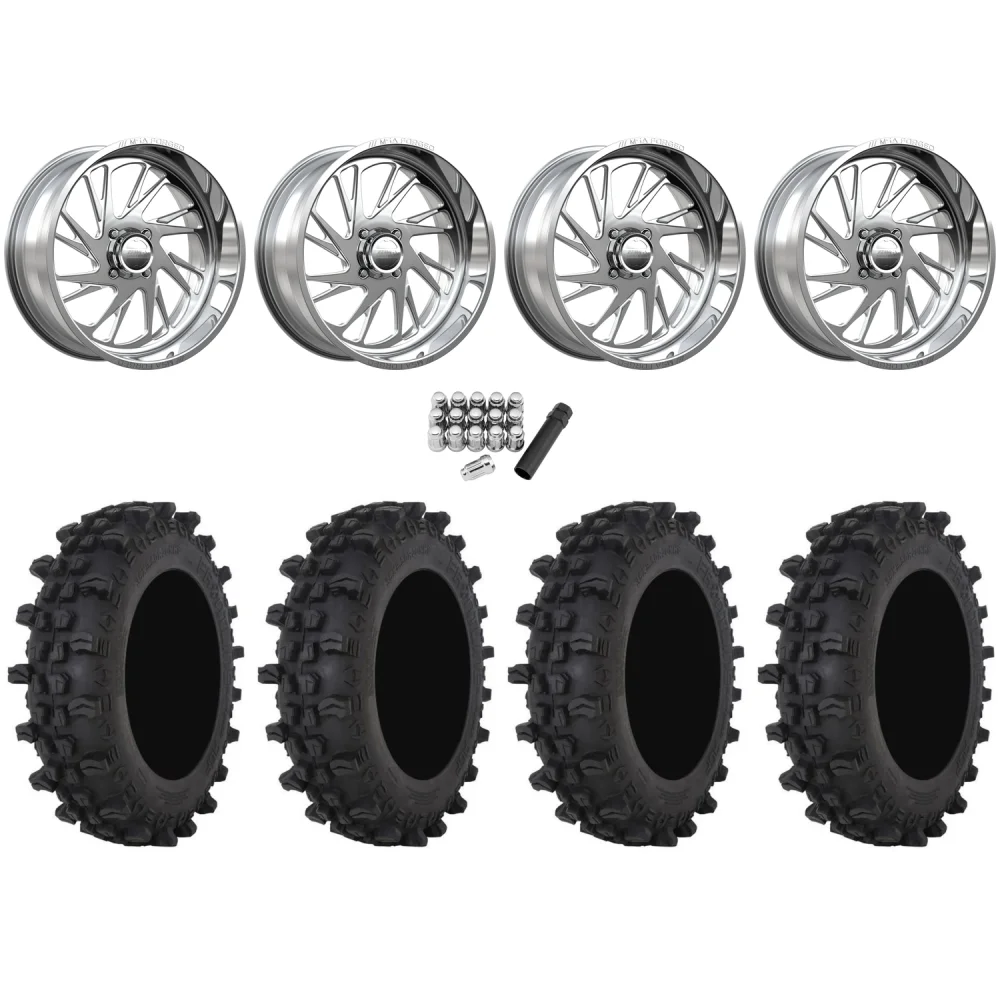 Frontline ACP 40x12-24 Tires on MSA Saw Polished (24x10) Forged Wheels, complete kit