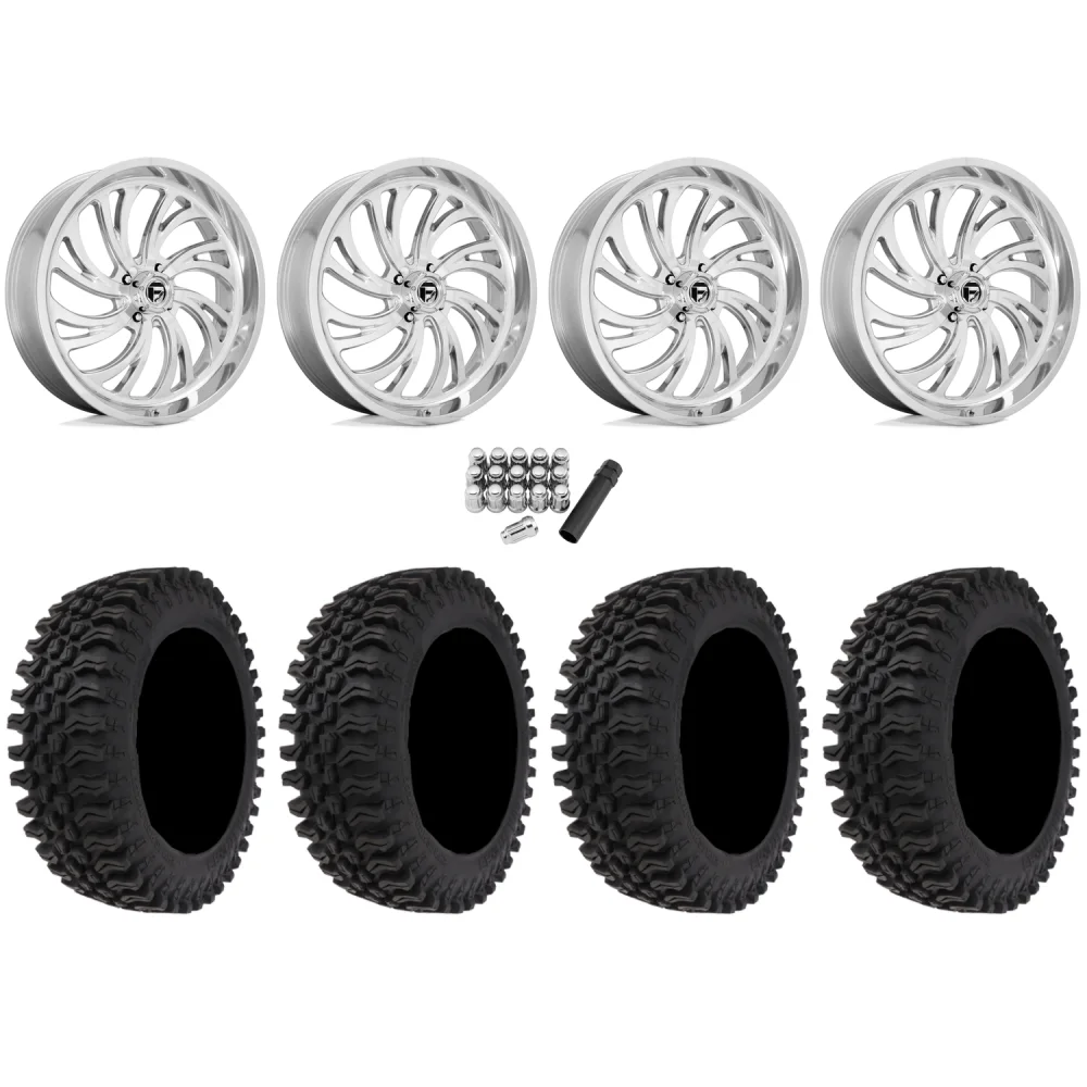 Frontline BDC 30x10-20 (10ply) Radial Tires on Fuel Kompressor Polished Wheels, complete kit