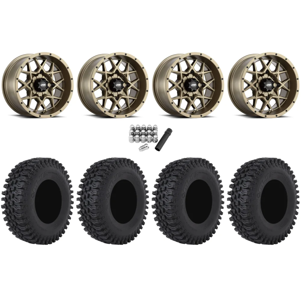 Frontline BDC 28x10-14 Tires on ITP Hurricane Bronze Wheels, complete kit