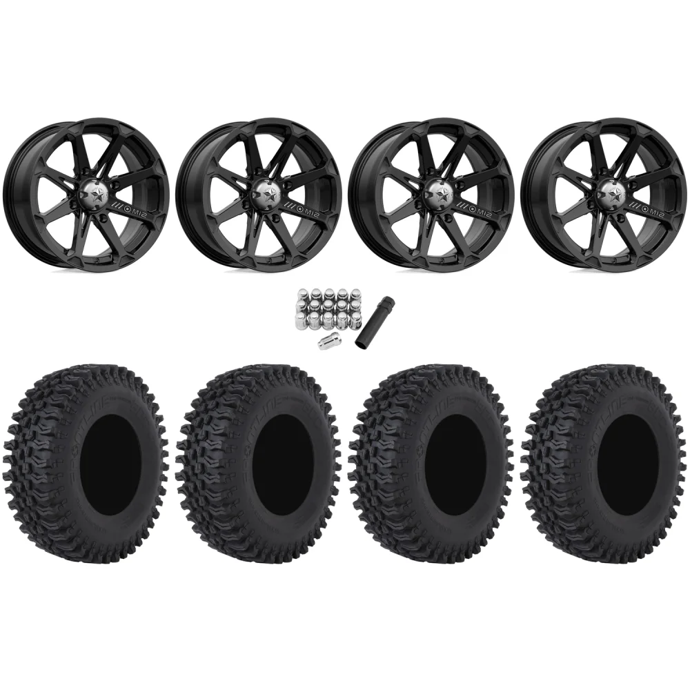 Frontline BDC 32x10-14 Tires on MSA M54 Spark Polished Wheels, complete kit