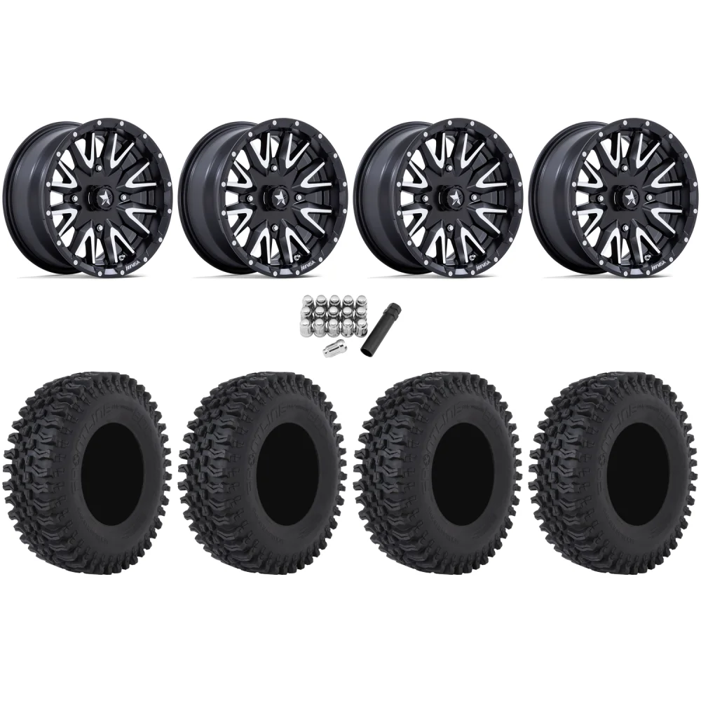Frontline BDC 30x10-14 Tires on MSA M49 Creed Matte Black & Machined Wheels, complete kit