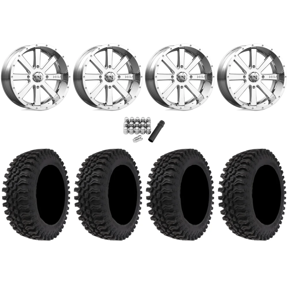 Frontline BDC 30x10-20 (10ply) Radial Tires on MSA M34 Flash Chrome Wheels, complete kit